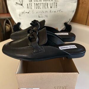 Steve Madden Black Chain Detail Mules